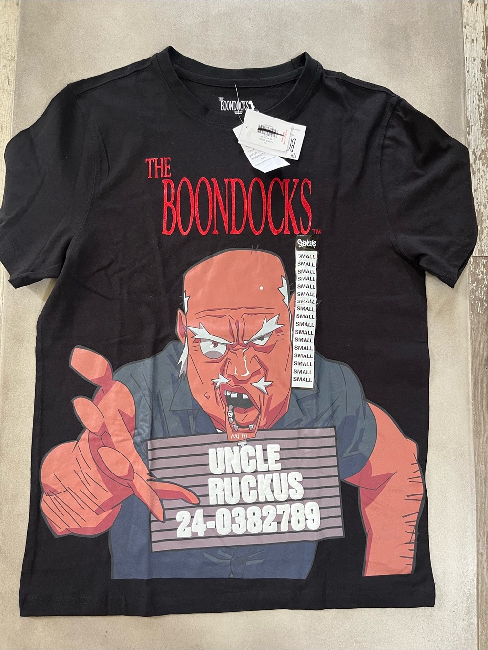 The Boondocks Uncle Ruckus Mugshot Graphic T-Shirt Size Small NWT